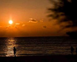 夕陽の海岸