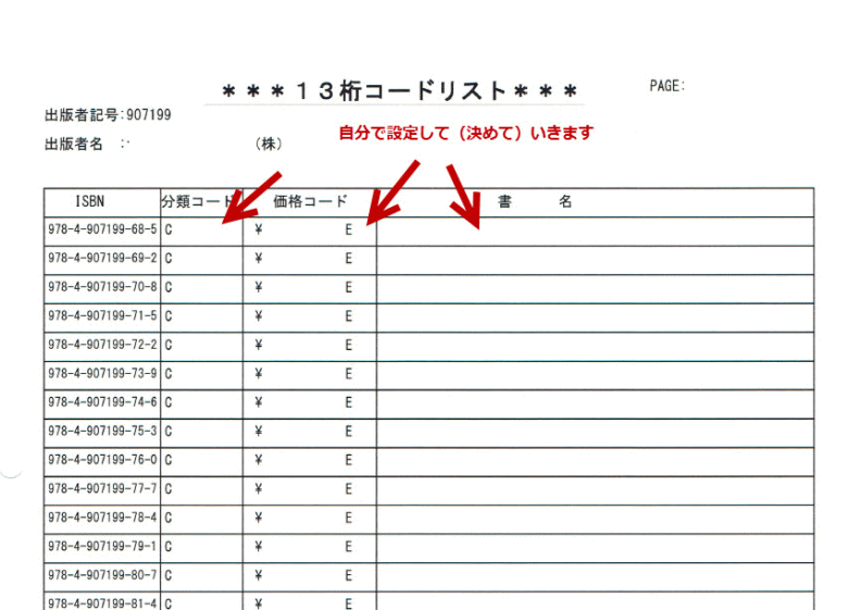ISBNコード採番シートイメージ画像