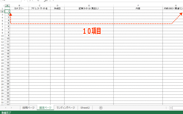 ブログ進捗管理表のイメージ画像