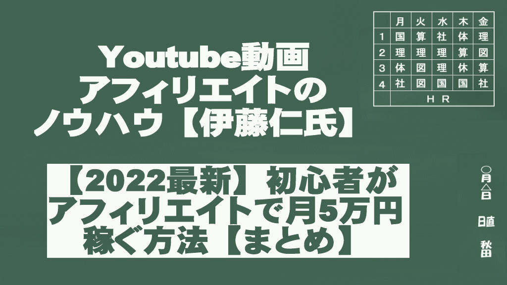 Youtube動画【2022最新】初心者がアフィリエイトで月5万円稼ぐ方法まとめイメージ画像