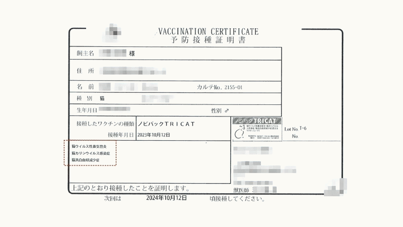 3種混合ワクチン接種証明書イメージ画像