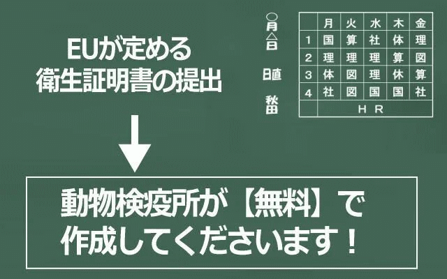 EUが定める衛生証明書のイメージ画像