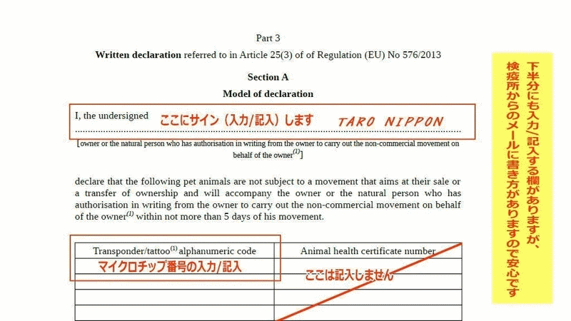 宣誓書の記載要領イメージ画像